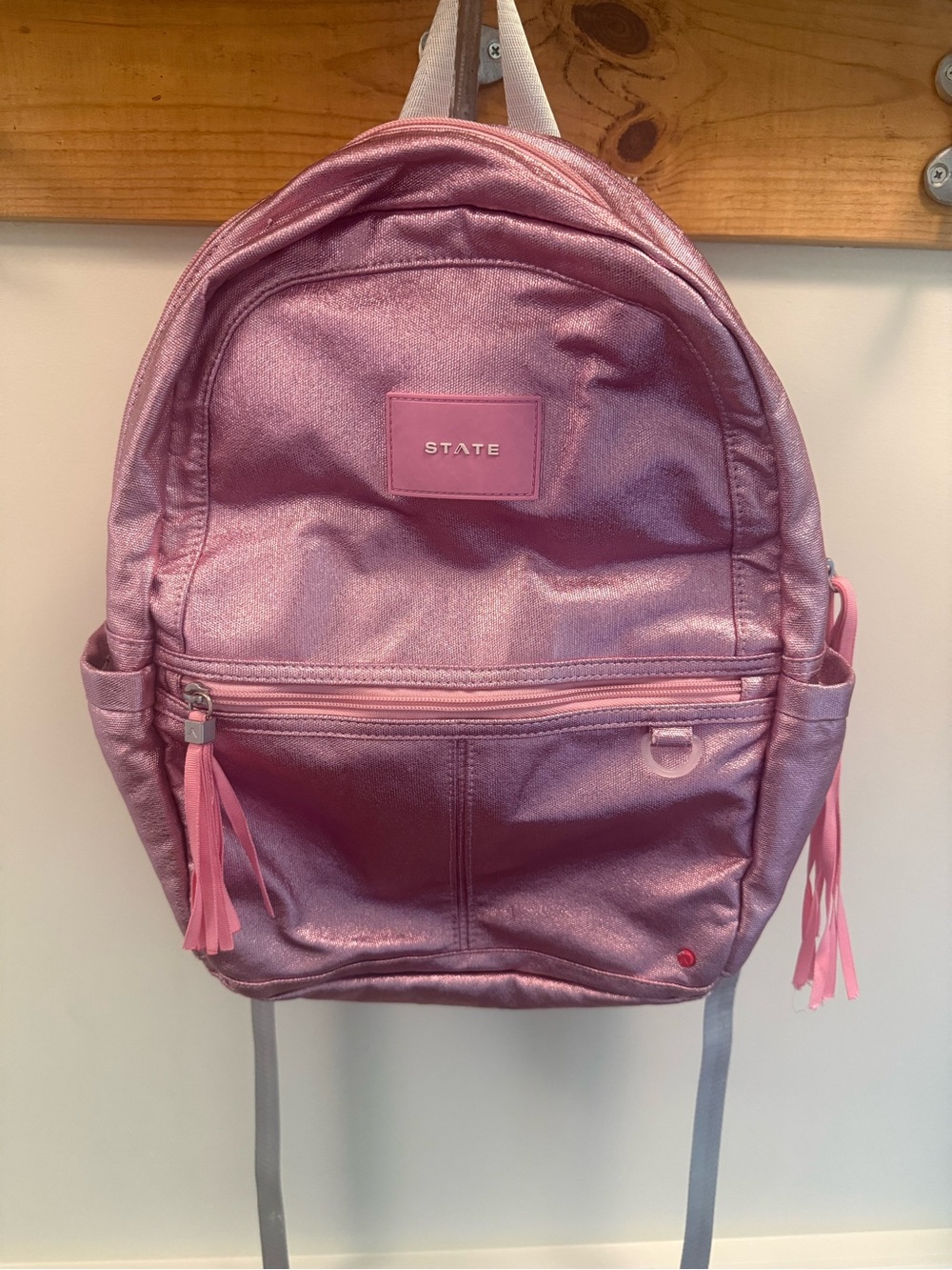 STATE Metallic Pink Silver Kane Backpack for Kids